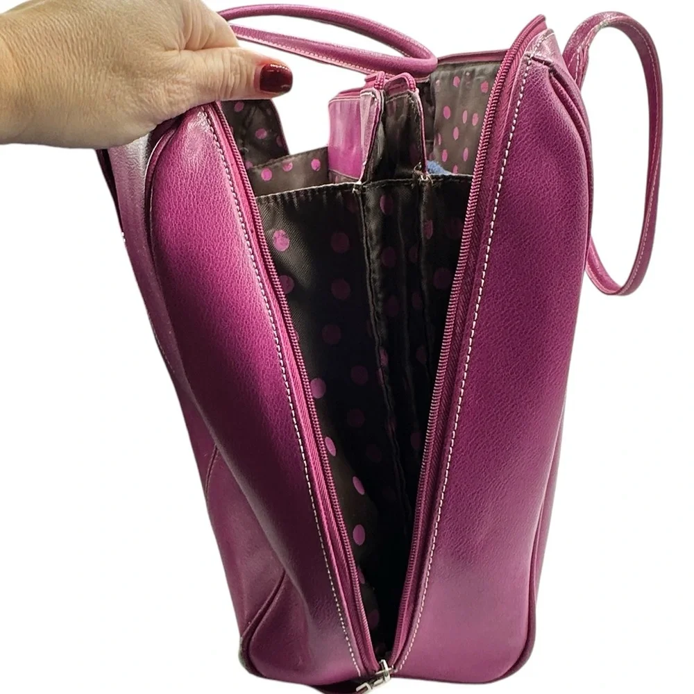 Franklin Covey leather briefcase laptop computer bag pink‎
